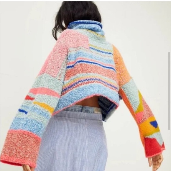 Free People Bring It On Cropped Turtleneck Sweater Size Medium - Picture 3 of 10